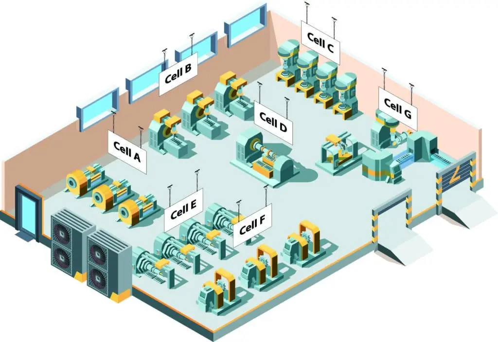 Hanging Ceiling Signs in an Assembly Production Line