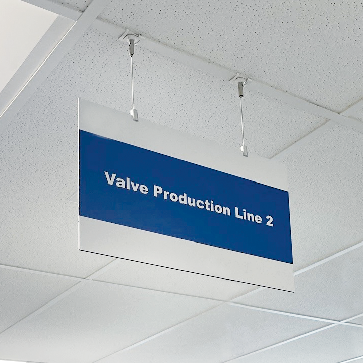 Example of Ceiling Signage in Lean Manufacturing