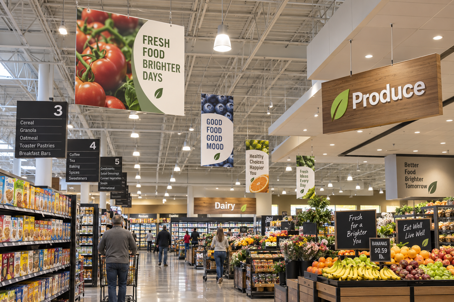 How to Change Overhead Signage Quickly in Retail Stores